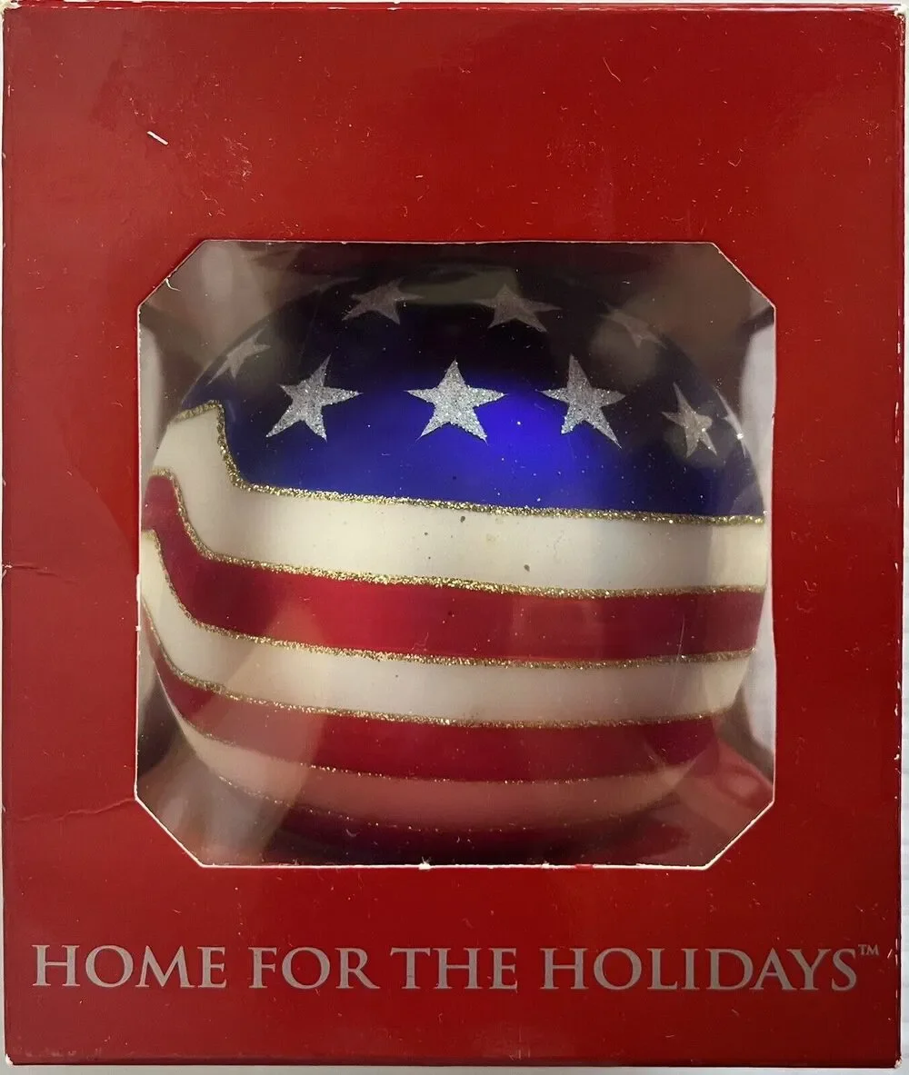 Home For The Holidays USA Hand Blown Glass Ornament NWT